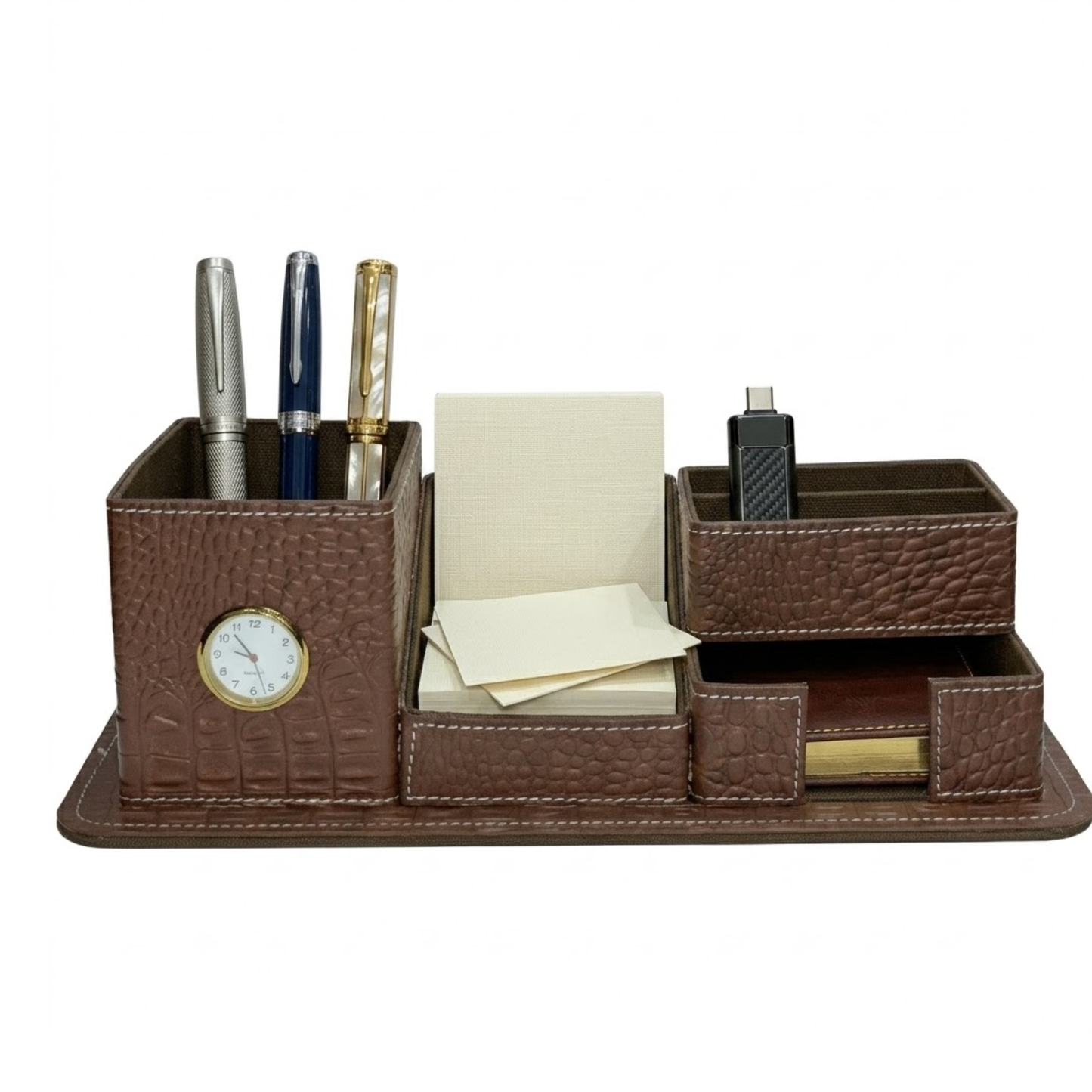 Leather Crocodile Desk Organiser