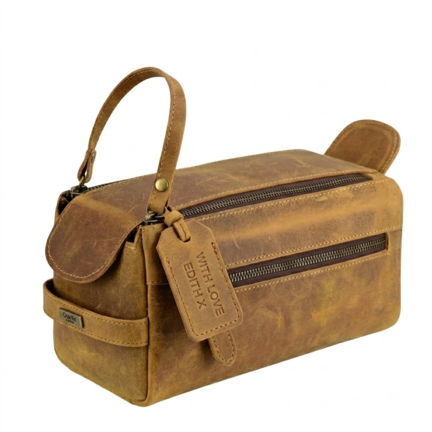 Personalised Leather Wash Bag Gift for Him Travel Kit