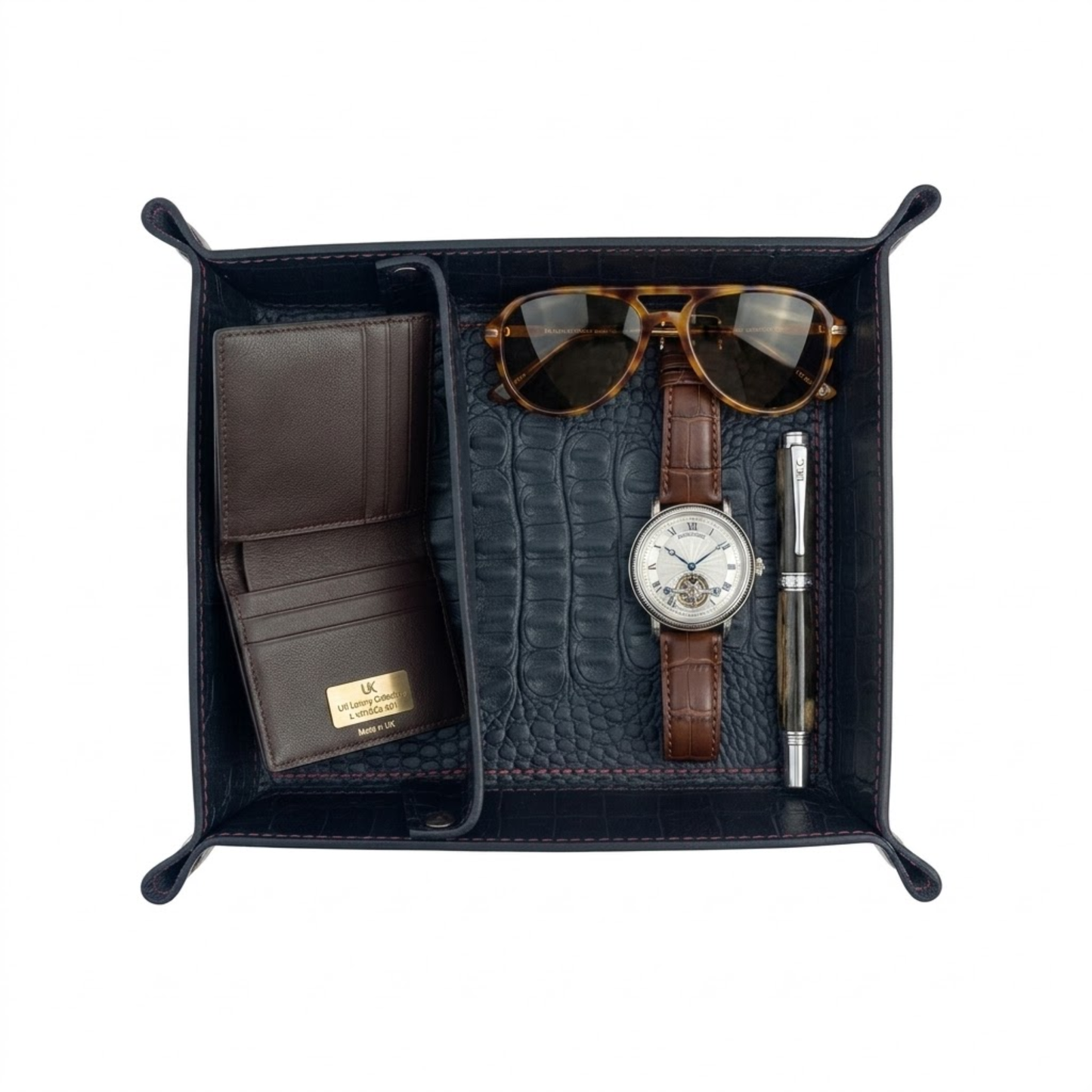 Leather Crocodile Valet Tray