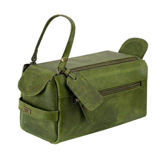 Personalised Leather Wash Bag Gift for Him Travel Kit