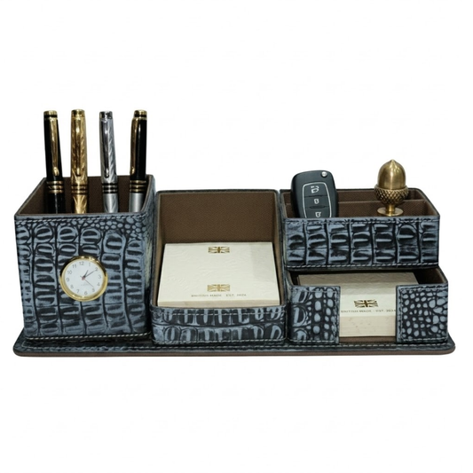Leather Crocodile Desk Organiser