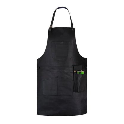 BBQ, Blacksmith, Grill, Woodwork, Chef, Butcher Canvas Apron with Leather Straps - 