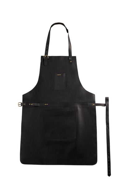 BBQ, Blacksmith, Grill, Woodwork, Chef, Butcher Canvas Apron with Leather Straps - 