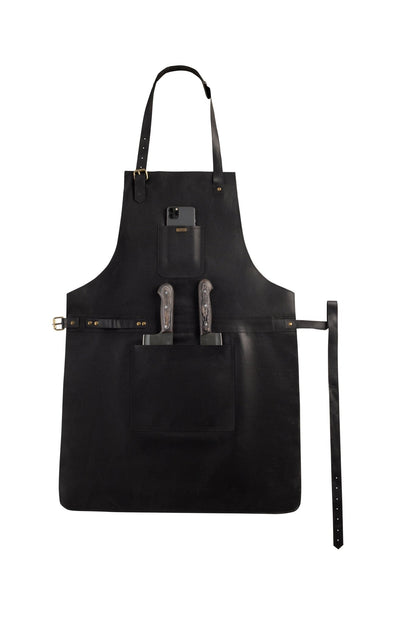 BBQ, Blacksmith, Grill, Woodwork, Chef, Butcher Canvas Apron with Leather Straps - 