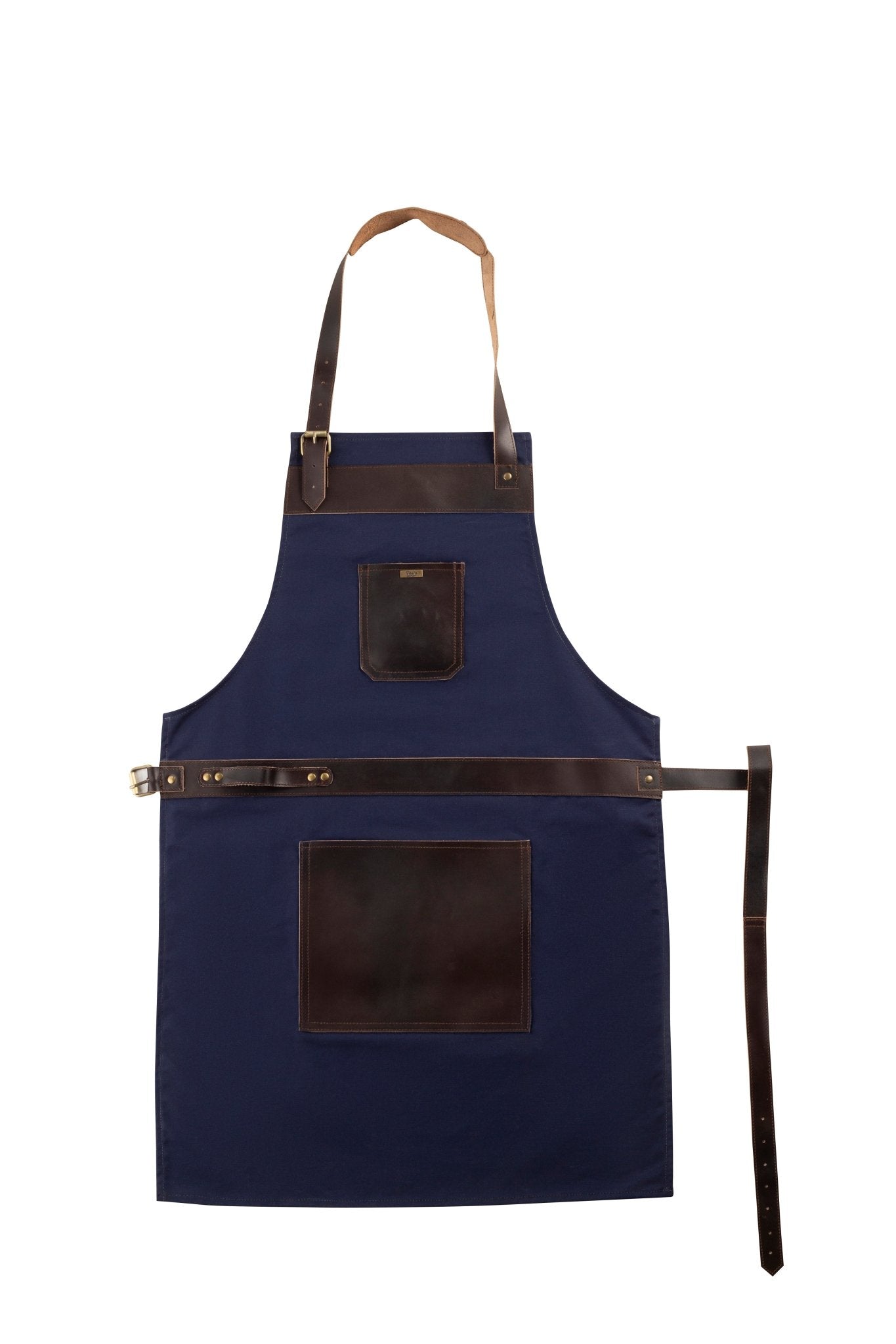 BBQ, Blacksmith, Grill, Woodwork, Chef, Butcher Canvas Apron with Leather Straps - 