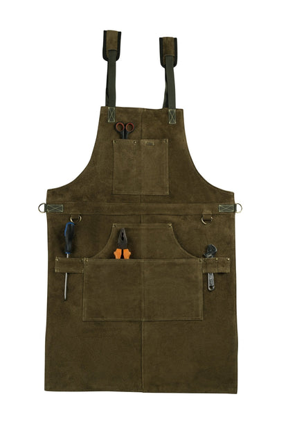 Cowhide Leather Tool Apron – Heavy - Duty, Heat - Resistant, 6 Pockets - 