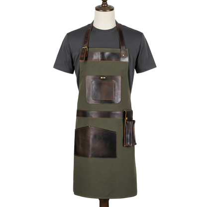 Personalised Leather & Canvas Aprons for Men, Dad and BBQ Lovers